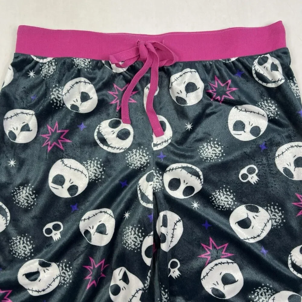 Disney Nightmare Before Christmas Black Pink Cozy Lounge PJ Bottoms Women XXL